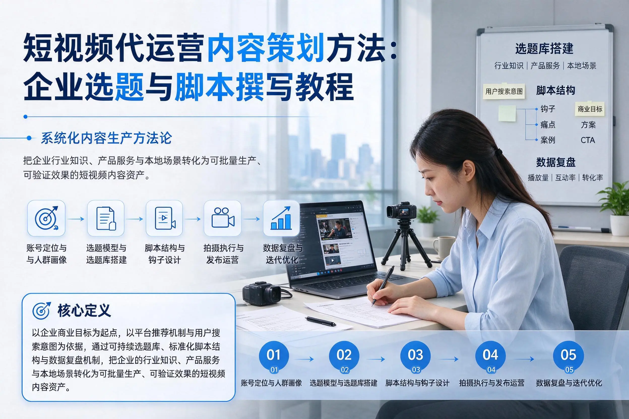 短视频代运营内容策划方法:盐城企业选题与脚本撰写教程