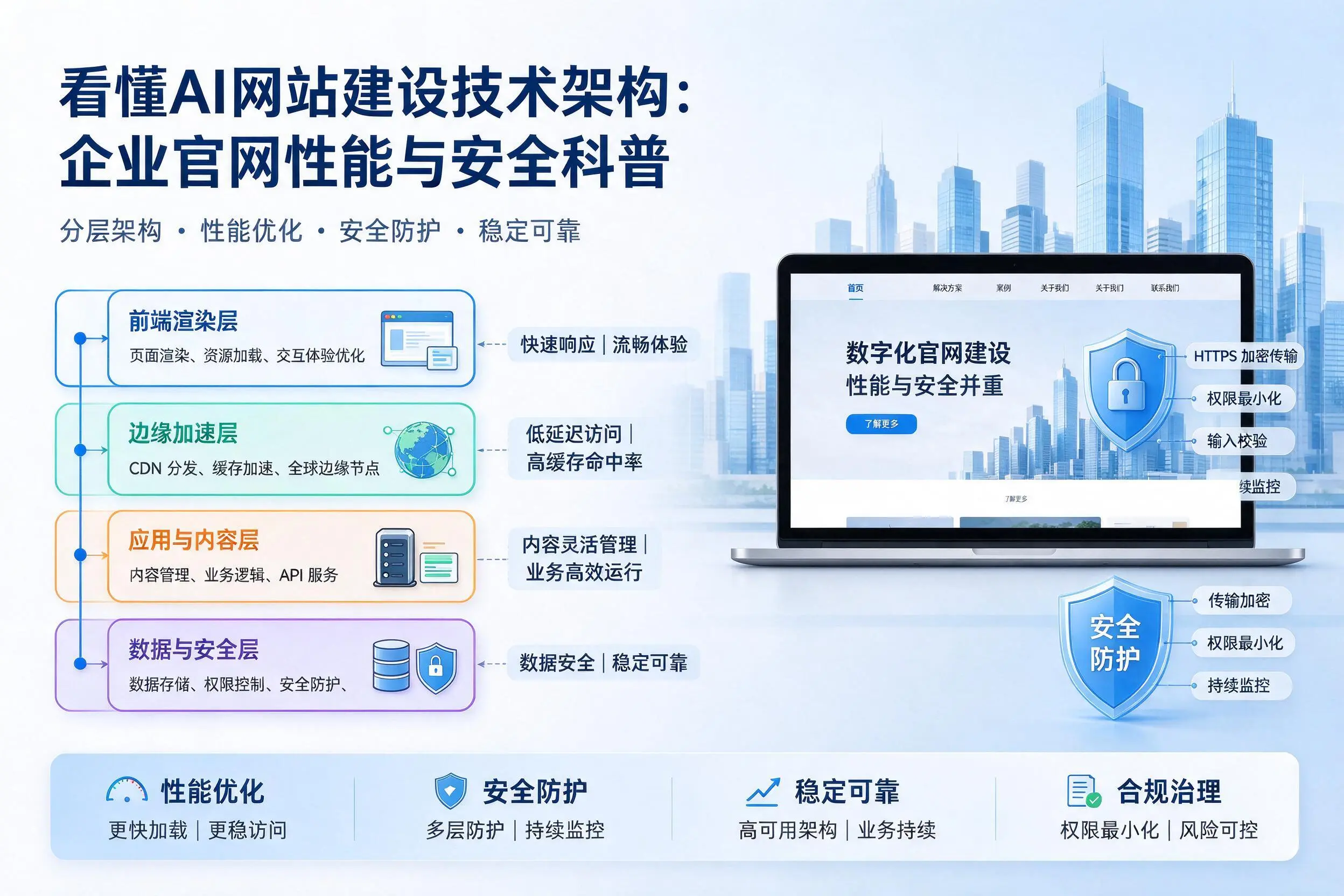 看懂AI网站建设技术架构：盐城企业官网性能与安全科普