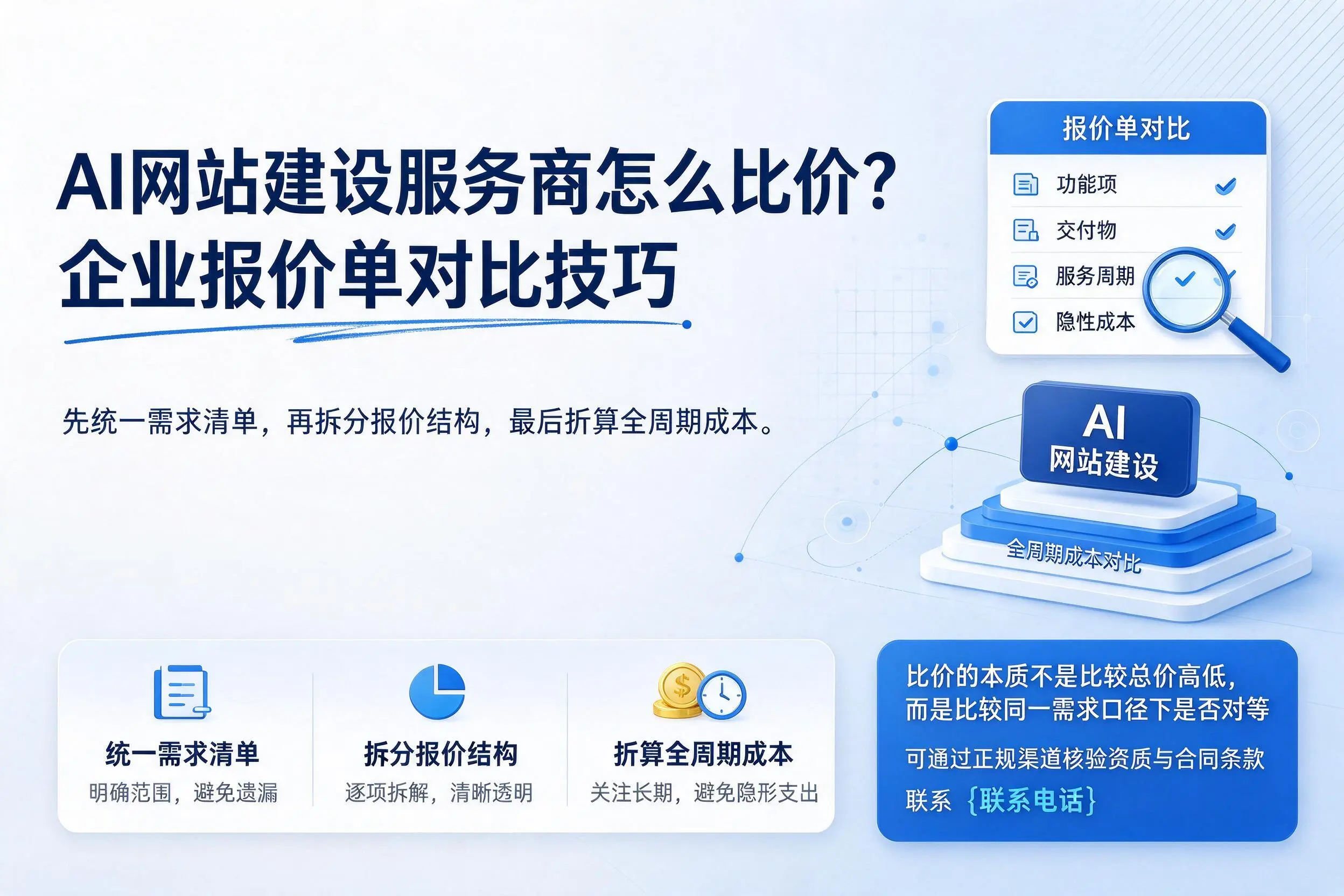 AI网站建设服务商怎么比价？盐城企业报价单对比技巧