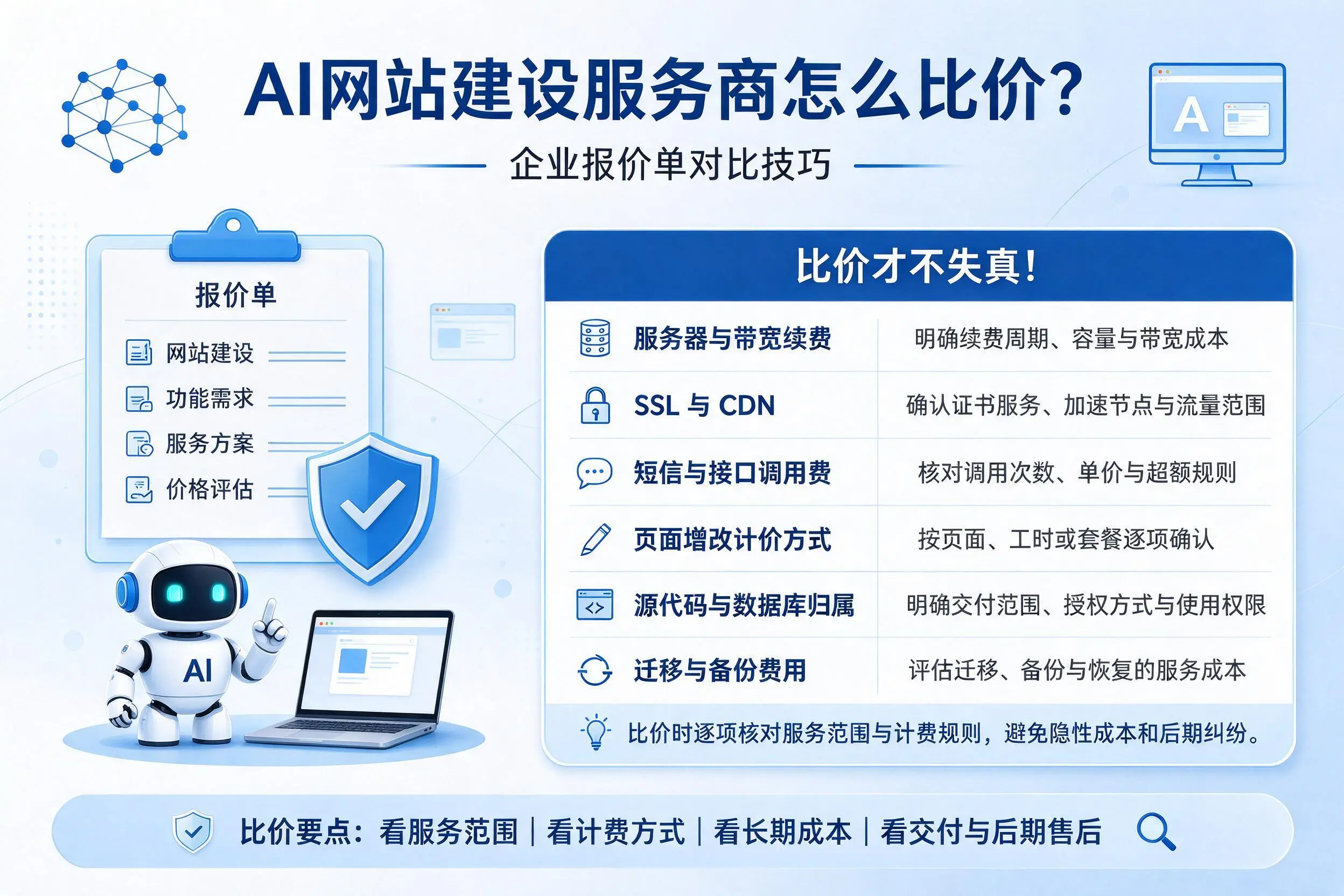 AI网站建设服务商怎么比价？盐城企业报价单对比技巧